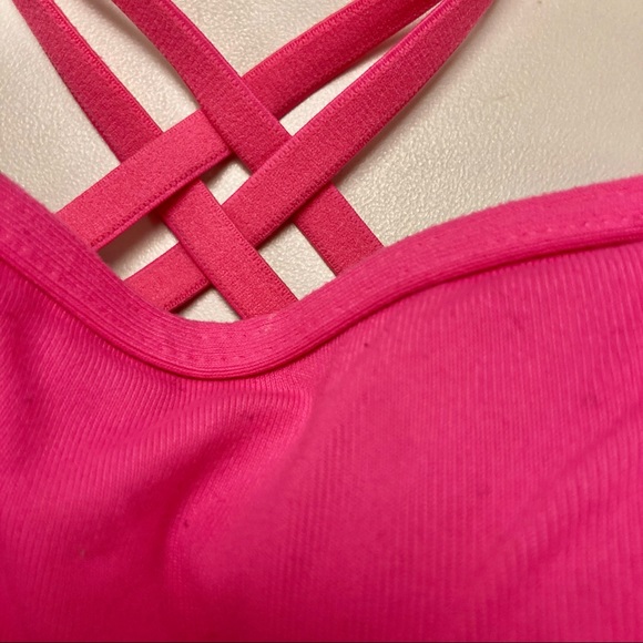 VSX VICTORIAS SECRET Sports Exercise Workout Criss Cross Halter Hot Pink Bra 32A - Picture 6 of 14